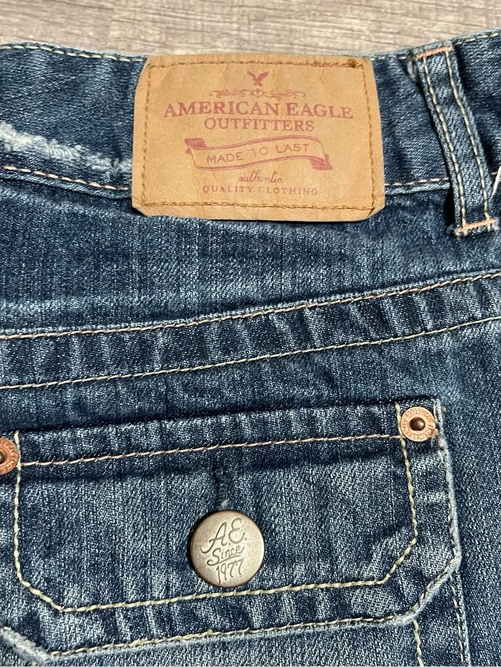 Vintage American Eagle Outfitters Denim Mini Skirt in Dark Blue Wash - Picture 2 of 10